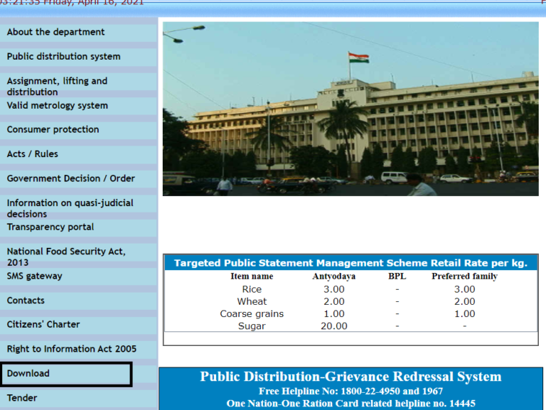 Maharashtra Ration Card List 2024 [New] AEPDS Apply Online Status