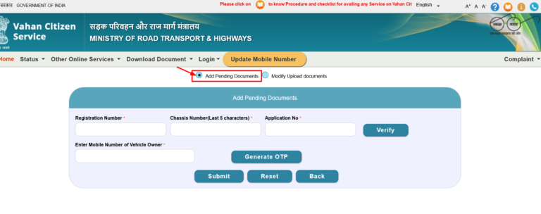 Vahan Parivahan RC/DL status | Vahan 4 Application Status, Correction