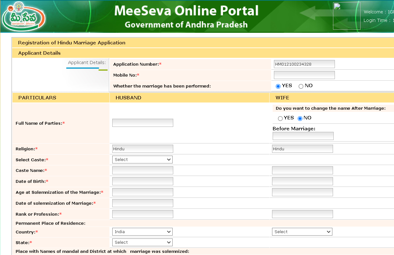 AP Marriage Certificate Registration hindu marriage online 
