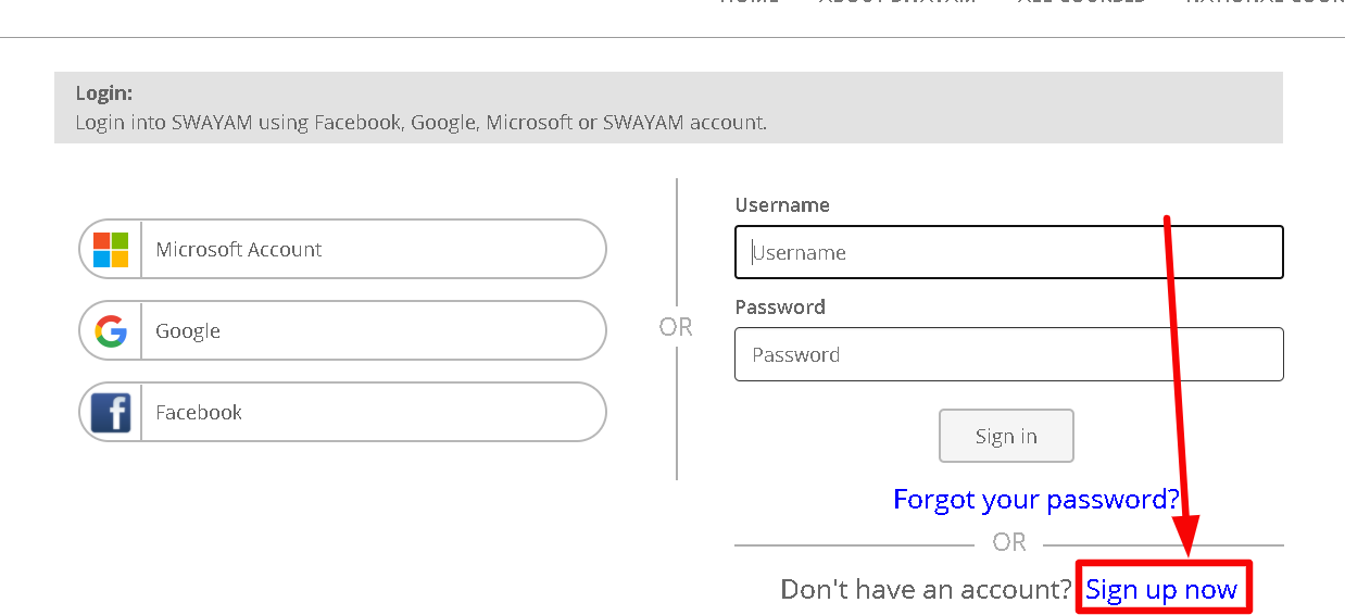 SWAYAM Registration process online 