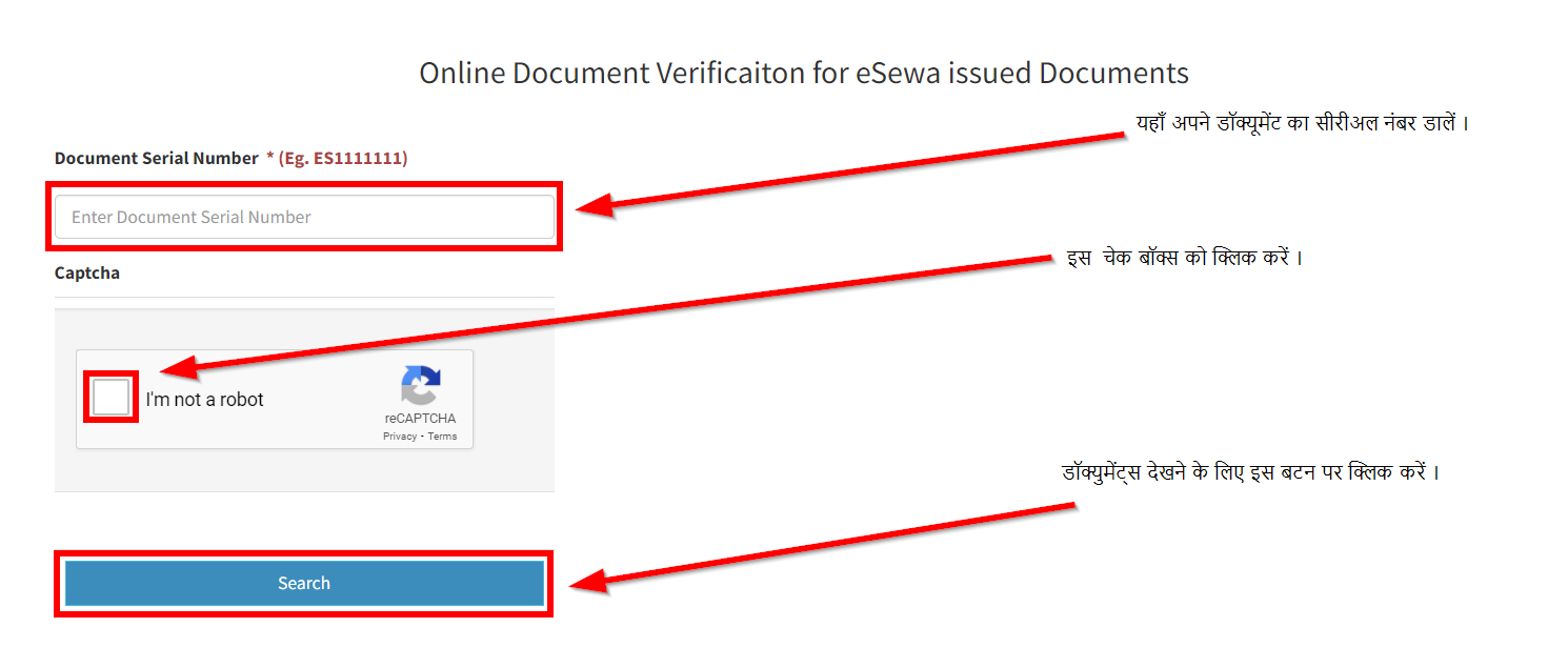 e-sewa punjab certification verification fill the details and submit form