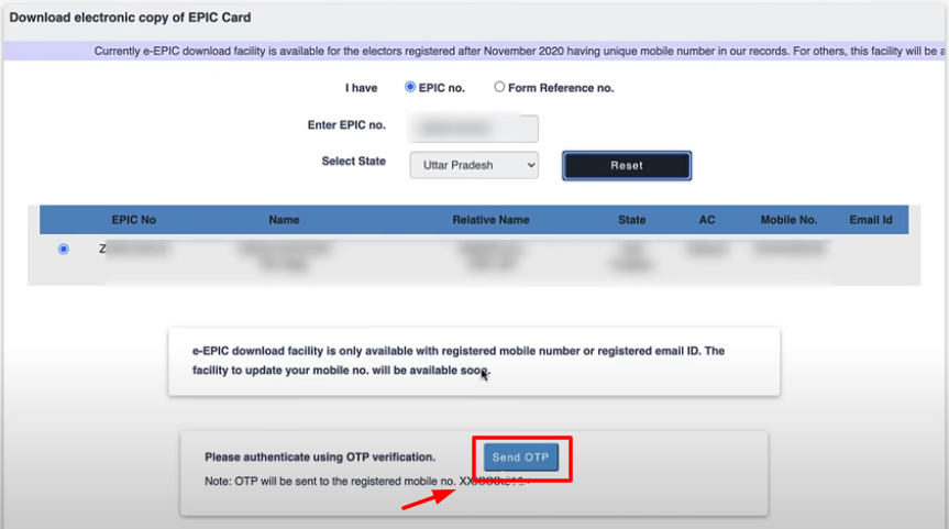Digital Voter ID Card Download 2022 -  रजिस्टर मोबाइल के द्वारा ओटीपी सत्यापन 