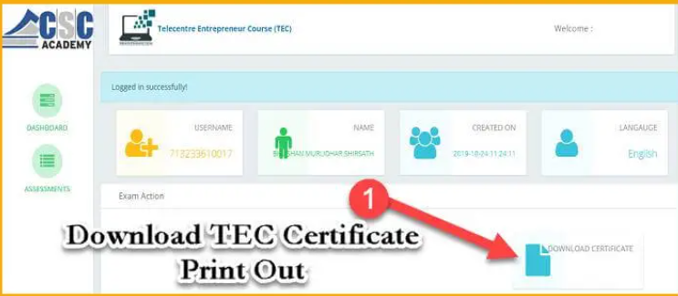 TEC Certificate Download