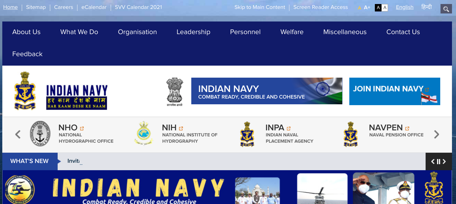 Agniveer Bharti Recruitment - opening indian navy home page