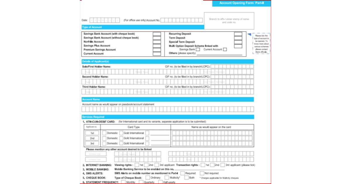 opening a bank account - application form