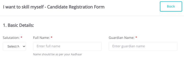 skill india portal online registration login process and eligibility - filling basic details form