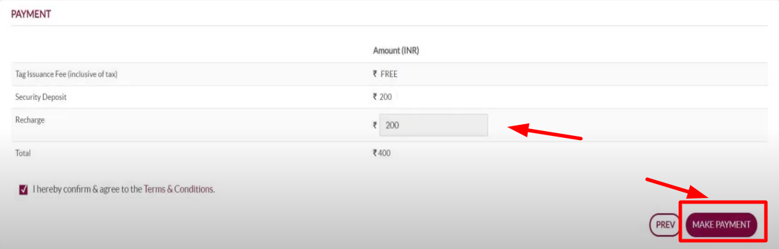 Recharge fastag through all bank and app - entering amount to pay