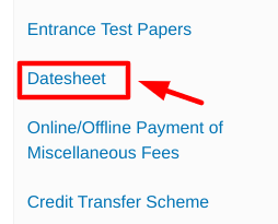 ignou tee exam date paper schedule check - choosing datesheet option