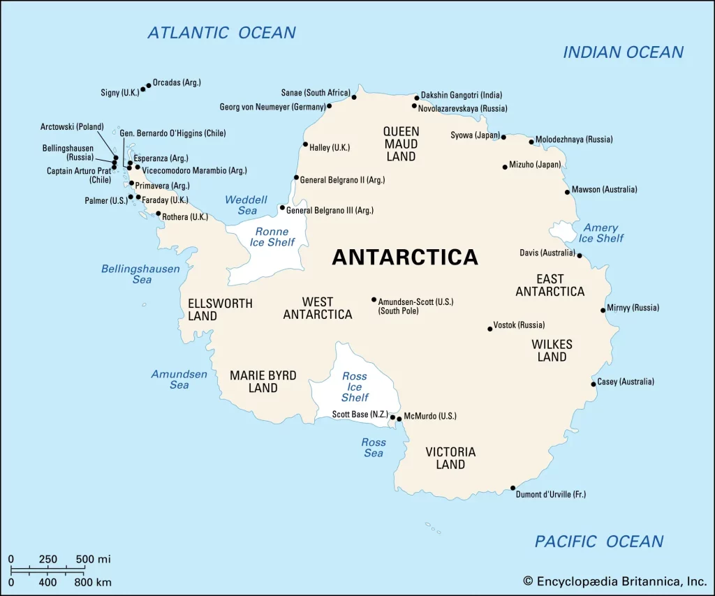 Antarctica continent map