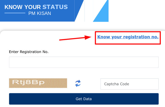 Choosing know your registration number option