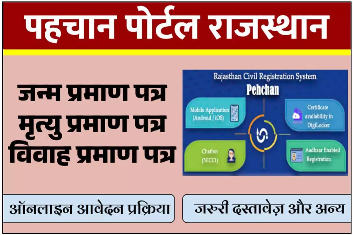 Pehchan Portal Rajasthan | pehchan.raj.nic | जन्म, मृत्यु, विवाह प्रमाण पत्र राजस्थान आवेदन