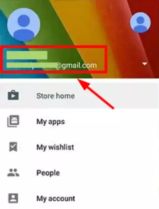 email id on google play store menu